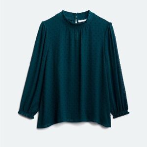 LUQ | Cebria Mockneck Swiss Dot Blouse
